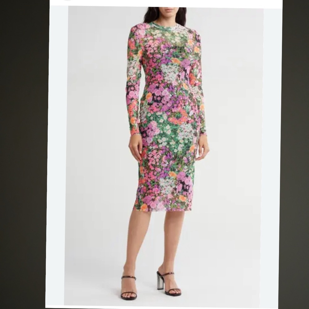 AFRM LOAH LONG SLEEVE MESH MIDI DRESS SIZE XL NEW WITH TAGS